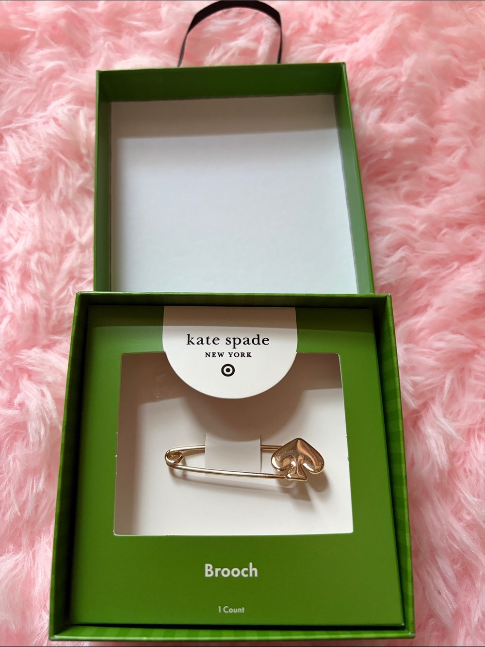 kate spade gold-tone heart safety pin brooch